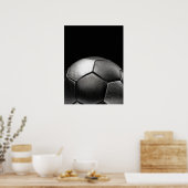 Soccer Ball Dark Dramatic Close Up ポスター (キッチン)