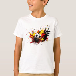 Soccer ball falls in the colors red yellow black tシャツ