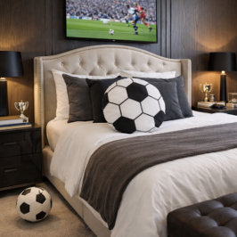 Soccer Ball Inspired Pattern Geometric Print  ラウンドクッション