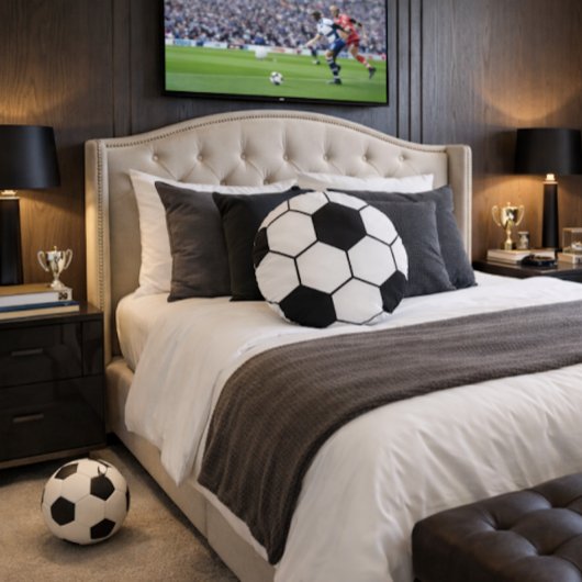 Soccer Ball Inspired Pattern Geometric Print  ラウンドクッション