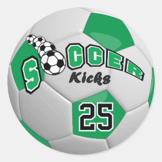 Soccer Ball Kicks |  Green ラウンドシール