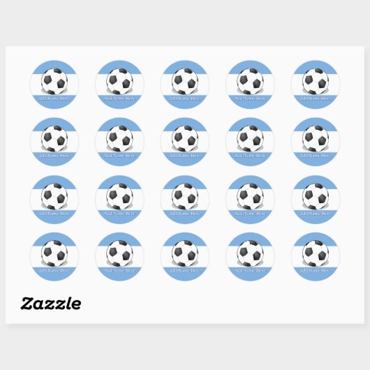 Soccer Ball on Light Blue and White Background ラウンドシール (シート)