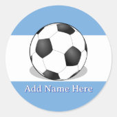 Soccer Ball on Light Blue and White Background ラウンドシール (正面)