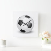 Soccer Ball on White スクエア壁時計 (ホーム)