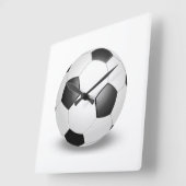 Soccer Ball on White スクエア壁時計 (傾斜)