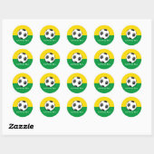 Soccer Ball on Yellow and Green Background ラウンドシール (シート)