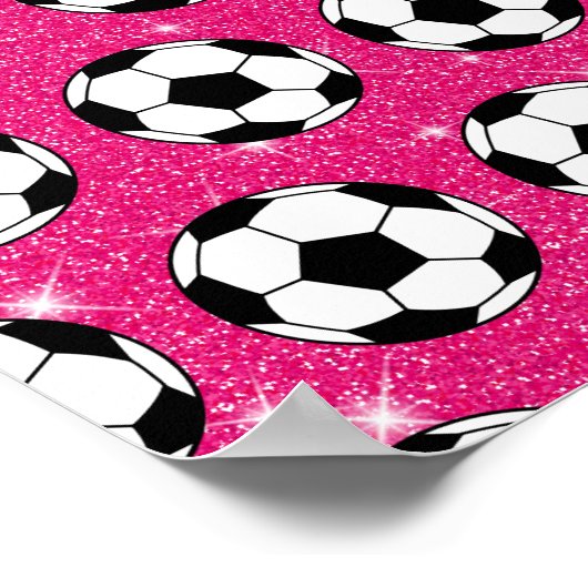 Soccer Ball Pink Frost Glitters Sport Player White ポスター (角)