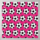 Soccer Ball Pink Frost Glitters Sport Player White ポスター (正面)