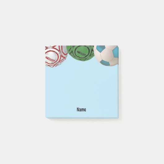 Soccer Ball Player Coach Name Post It Note Pad ポストイット (正面)