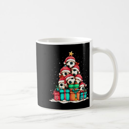 Soccer Ball Player Le Christmas Tree Xmas Long Sle コーヒーマグカップ (右)