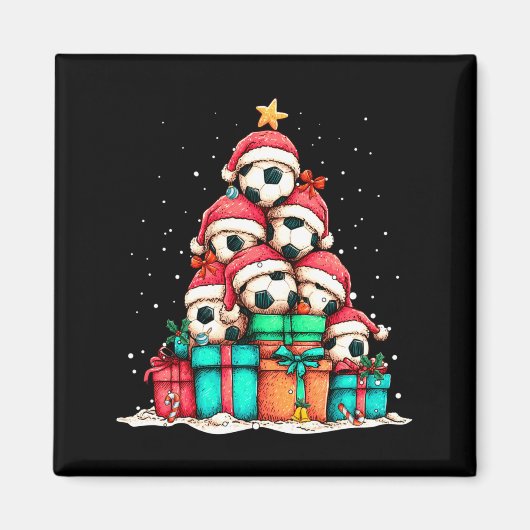 Soccer Ball Player Le Christmas Tree Xmas Long Sle マグネット (正面)