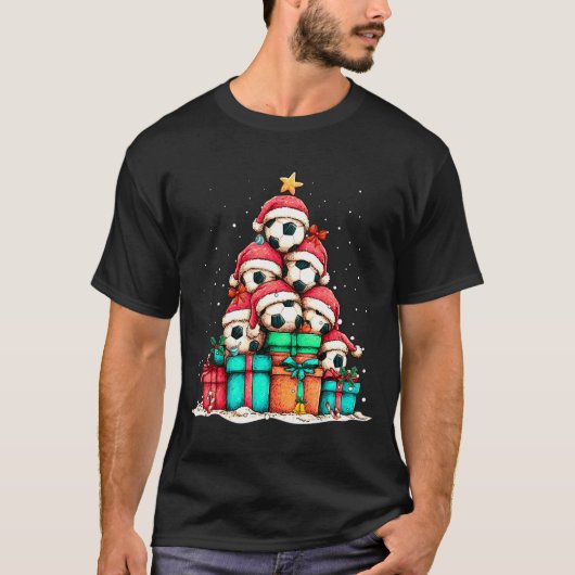 Soccer Ball Player Le Christmas Tree Xmas Long Sle Tシャツ (正面)