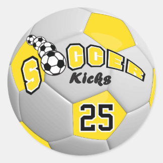 Soccer Ball Players Kicks | Yellow ラウンドシール