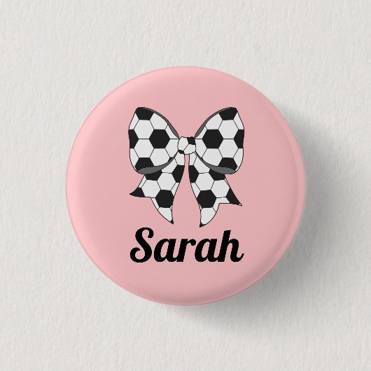 Soccer Ball Ribbon Bow Custom Button 缶バッジ (正面)