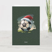 Soccer Ball Santa Hat Kids Photo Christmas カード (裏面)