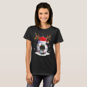 Soccer Ball Santa Hat Reindeer Christmas Lights Bo Tシャツ (正面フル)