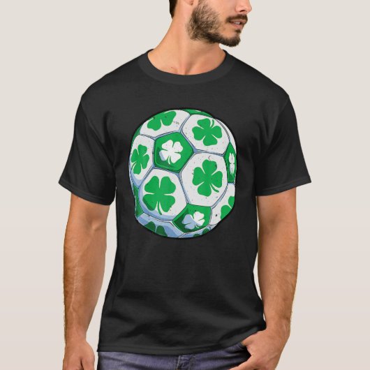 Soccer Ball Shamrock St Patricks Day Boys Men Spor Tシャツ (正面)