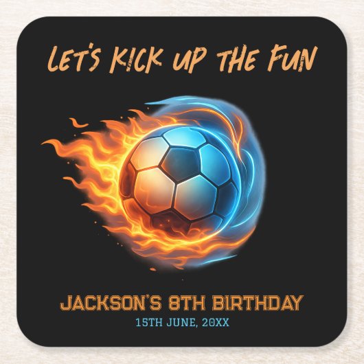 Soccer Ball Sports Birthday  スクエアペーパーコースター (正面)