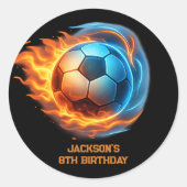 Soccer Ball Theme Sports Birthday ラウンドシール (正面)