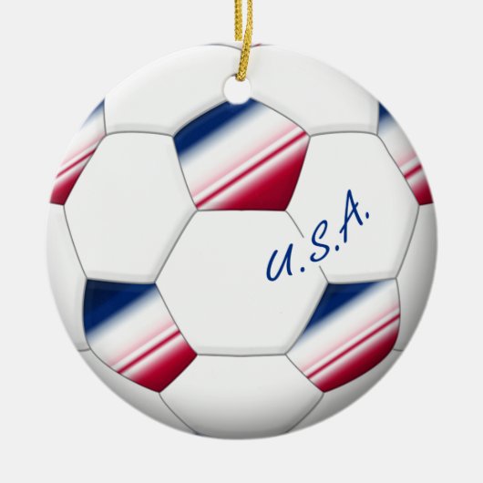 Soccer ball "U.S.A.". Balón de Fútbol de E.E.U.U. セラミックオーナメント (正面)