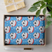 Soccer Ball Wearing Santa's Hat & Snowflakes Blue 薄葉紙 (ギフト)