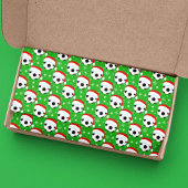 Soccer Ball Wearing Santa's Hat & Snowflakes Green 薄葉紙