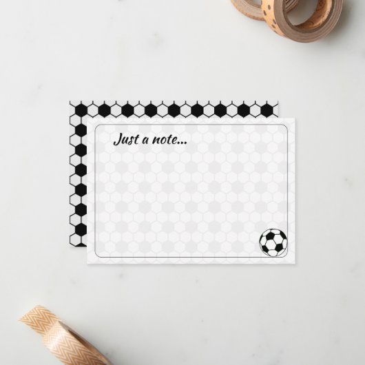 Soccer Balls Black and White Custom Just a Note ノートカード (正面/裏面インサイチュ)