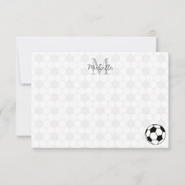 Soccer Balls Black and White Personalized Monogram ノートカード
