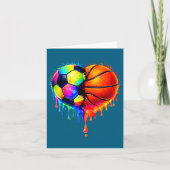 Soccer Basketball Drip Heart Srts Valentines Day M カード (正面)