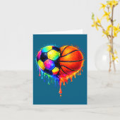 Soccer Basketball Drip Heart Srts Valentines Day M カード (黄色い花)