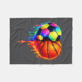 Soccer Basketball Drip Heart Srts Valentines Day M フリースブランケット (正面(横))