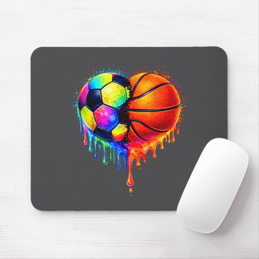 Soccer Basketball Drip Heart Srts Valentines Day M マウスパッド (マウス)