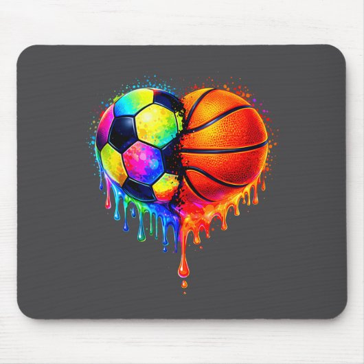 Soccer Basketball Drip Heart Srts Valentines Day M マウスパッド (正面)