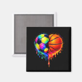 Soccer Basketball Drip Heart Srts Valentines Day M マグネット (正面/裏面)
