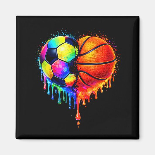 Soccer Basketball Drip Heart Srts Valentines Day M マグネット (正面)