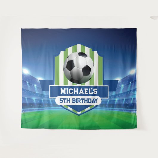 Soccer Birthday banner backdrop タペストリー (正面(横))