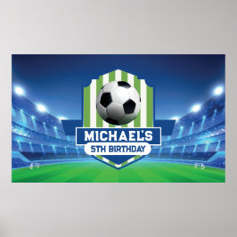 Soccer Birthday banner backdrop  ポスター