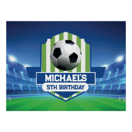 Soccer Birthday banner backdrop  ポスター