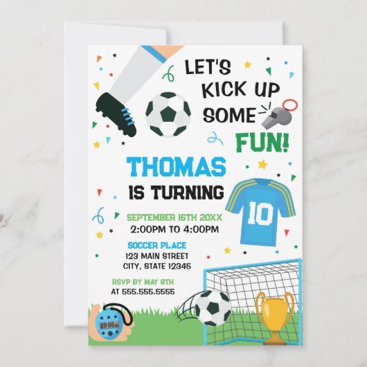 Soccer Birthday boy Invitation 招待状 (正面)