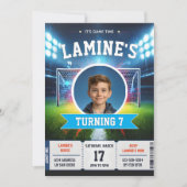 Soccer Birthday Football Party Photo Card 招待状 (正面)
