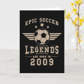 Soccer Birthday Gift Born In 2009 カード (黄色い花)