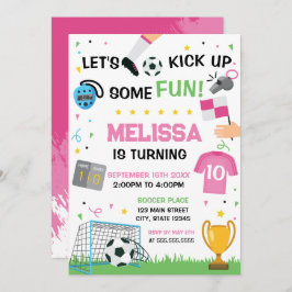 Soccer Birthday girl Invitation 招待状