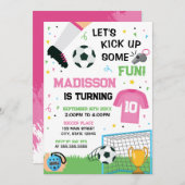 Soccer Birthday girl Invitation 招待状 (正面/裏面)