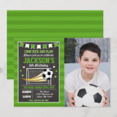 Soccer Birthday Invitation for Boys Photo Invite 招待状 (正面/裏面)