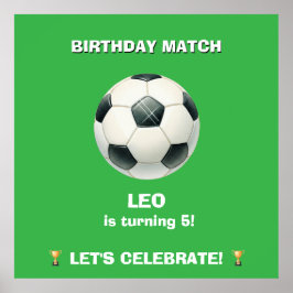Soccer Birthday Match Poster - Editable Party Sign ポスター