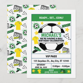 Soccer Birthday Party Invitation 招待状
