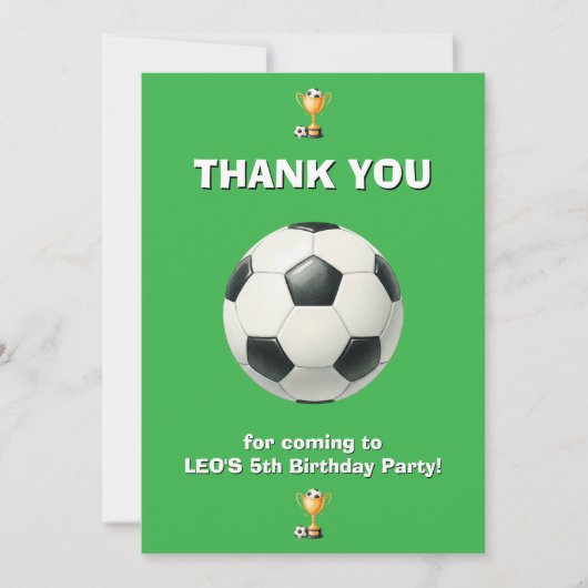 Soccer Birthday Thank You Card Boy | Editable サンキューカード (正面)