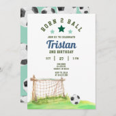 Soccer Born Two Ball 2nd Birthday Invitation 招待状 (正面/裏面)