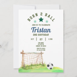 Soccer Born Two Ball 2nd Birthday Invitation 招待状