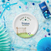 Soccer “Born Two Ball” Second Birthday ペーパープレート (パーティー)